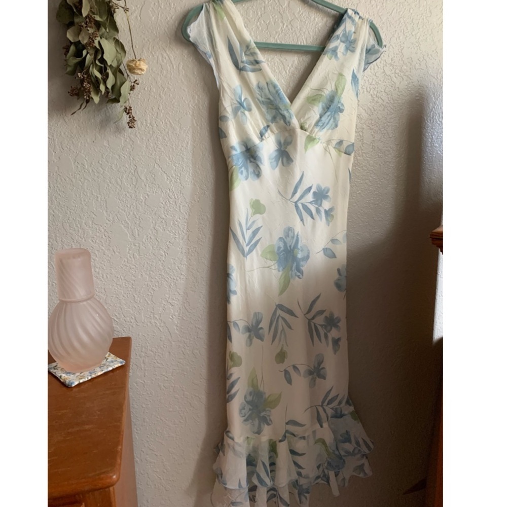 Vintage Inspired Midi Ivory Floral Dress